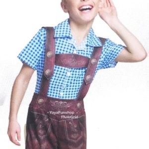 Boys Lederhosen Costume Shirt Kids NEW